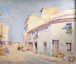 francis murray russell flint, Spanish street scene with donkey, oil paintings
